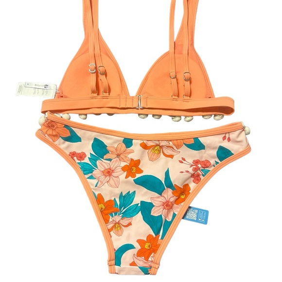 CUPSHE Kamila Floral Pom-Pom Trim Bikini Size S NWT - Picture 5 of 7